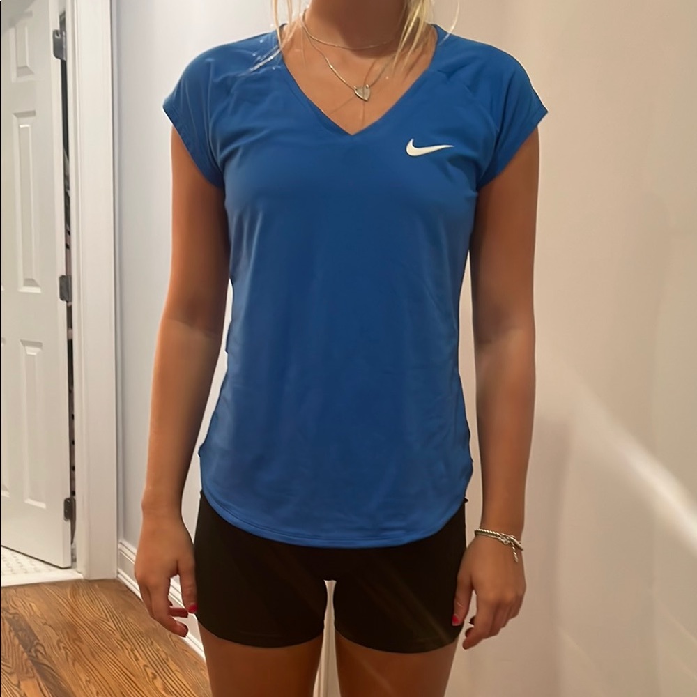 Nike Blue Fitted Cap Sleeve Tee